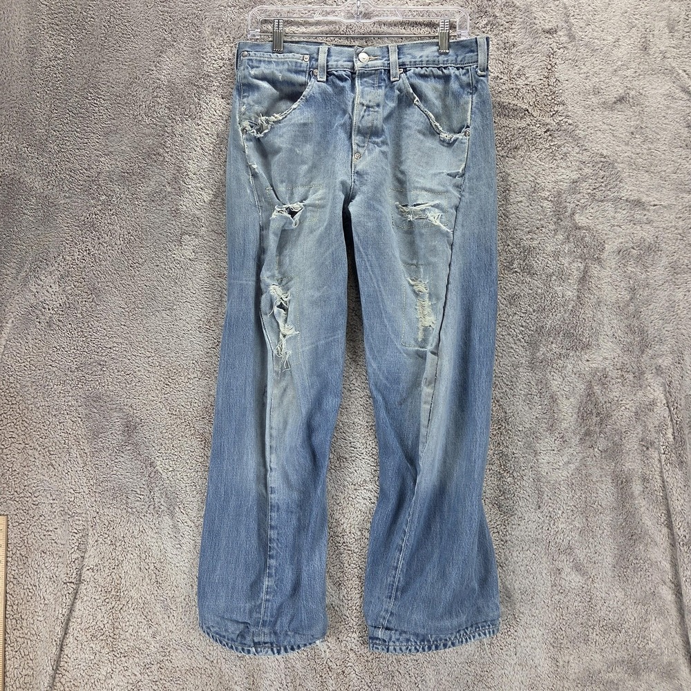 VTG Levis Engineered Jeans Men Twisted Thrashed Destroyed Buckle Back Fits 31x30
